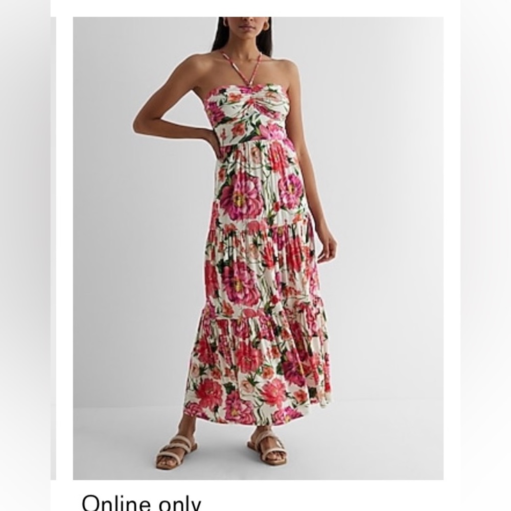 Express Sold Out-Floral Halter Tiered Dress 💐